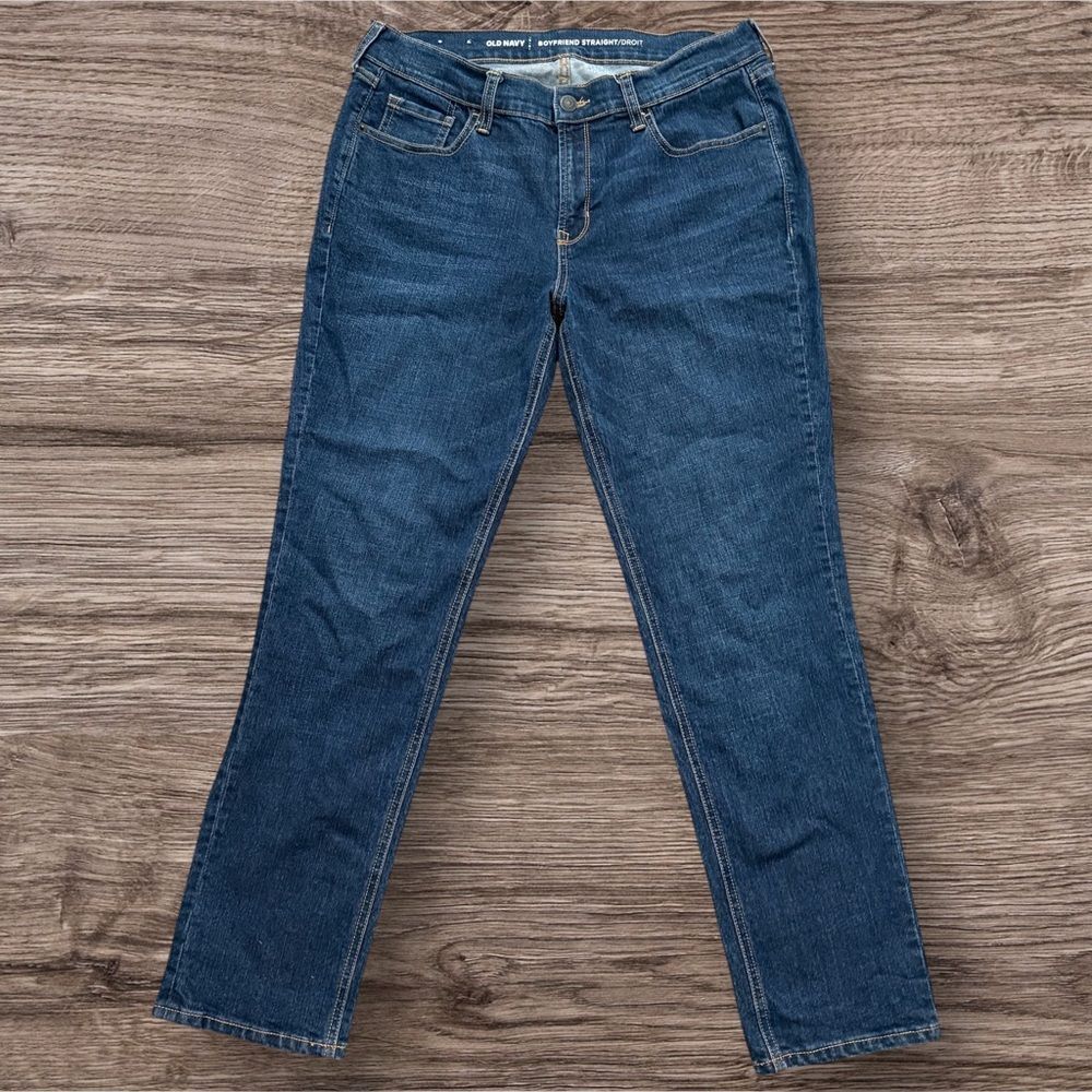 Old Navy Boyfriend Straight Leg Blue Jeans Classic Style Size 8 Standard